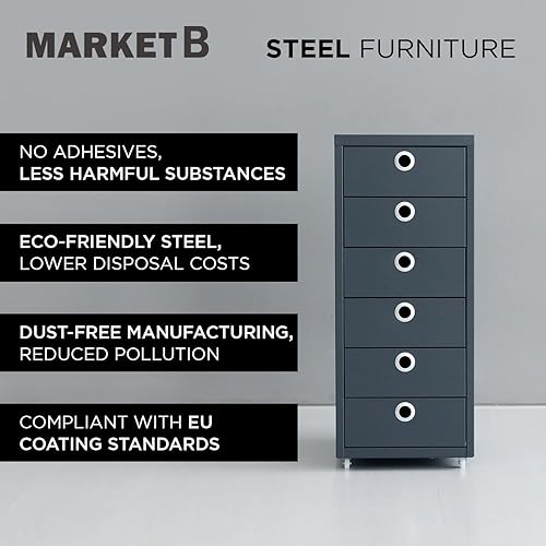 Miniatura 5 de MARKETB Armario de almacenamiento enrollado, archivador de oficina de acero de tamaño pequeño de 6 niveles, organizador multiusos debajo del