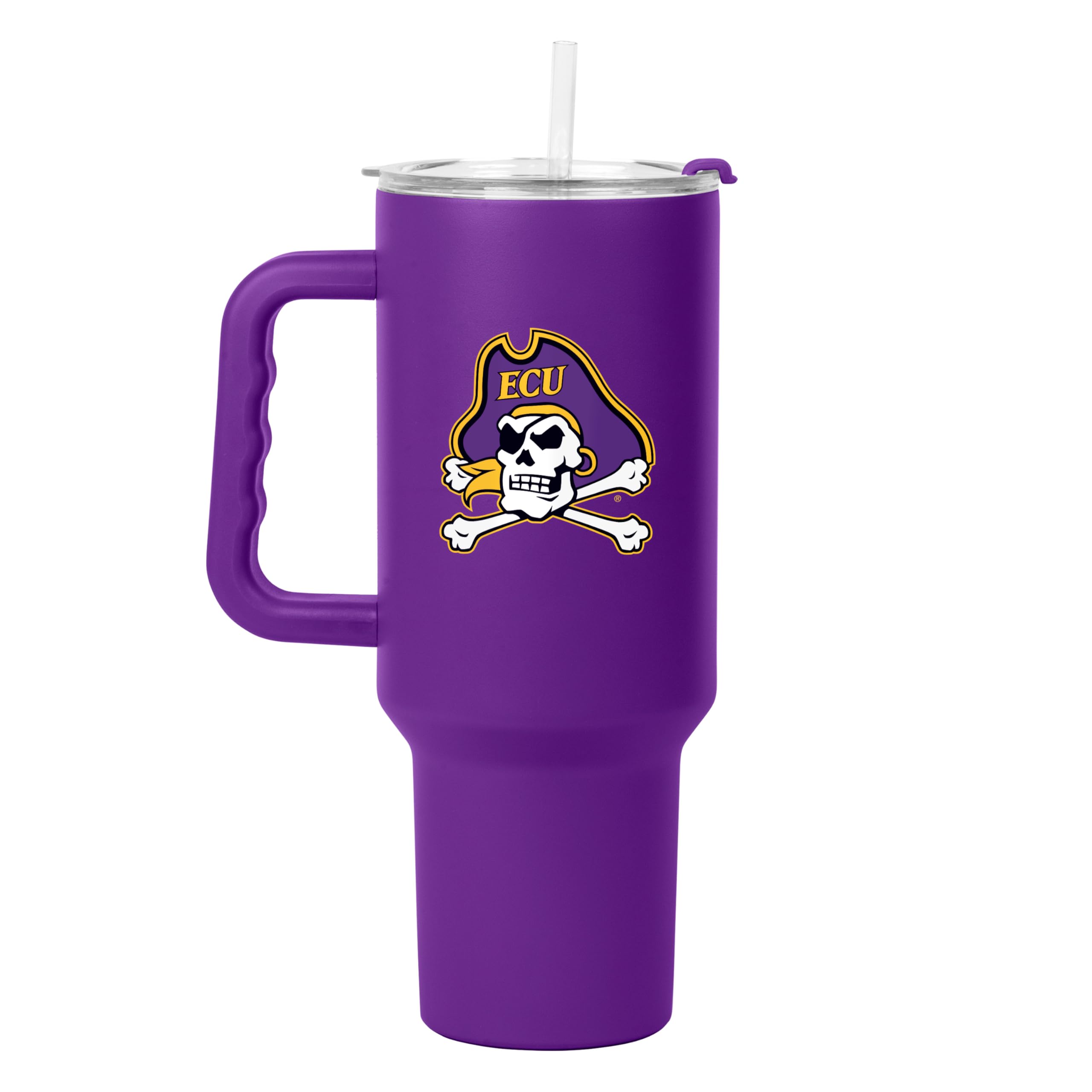 Logo Brands NCAA 40 oz Tumbler with Handle -Stainless Steel Insulated Travel Tumbler with Straw Lid – Powder Coated, Leak-Resistant, Keeps Drinks Hot/Cold – Great for Tailgating, or Everyday Use