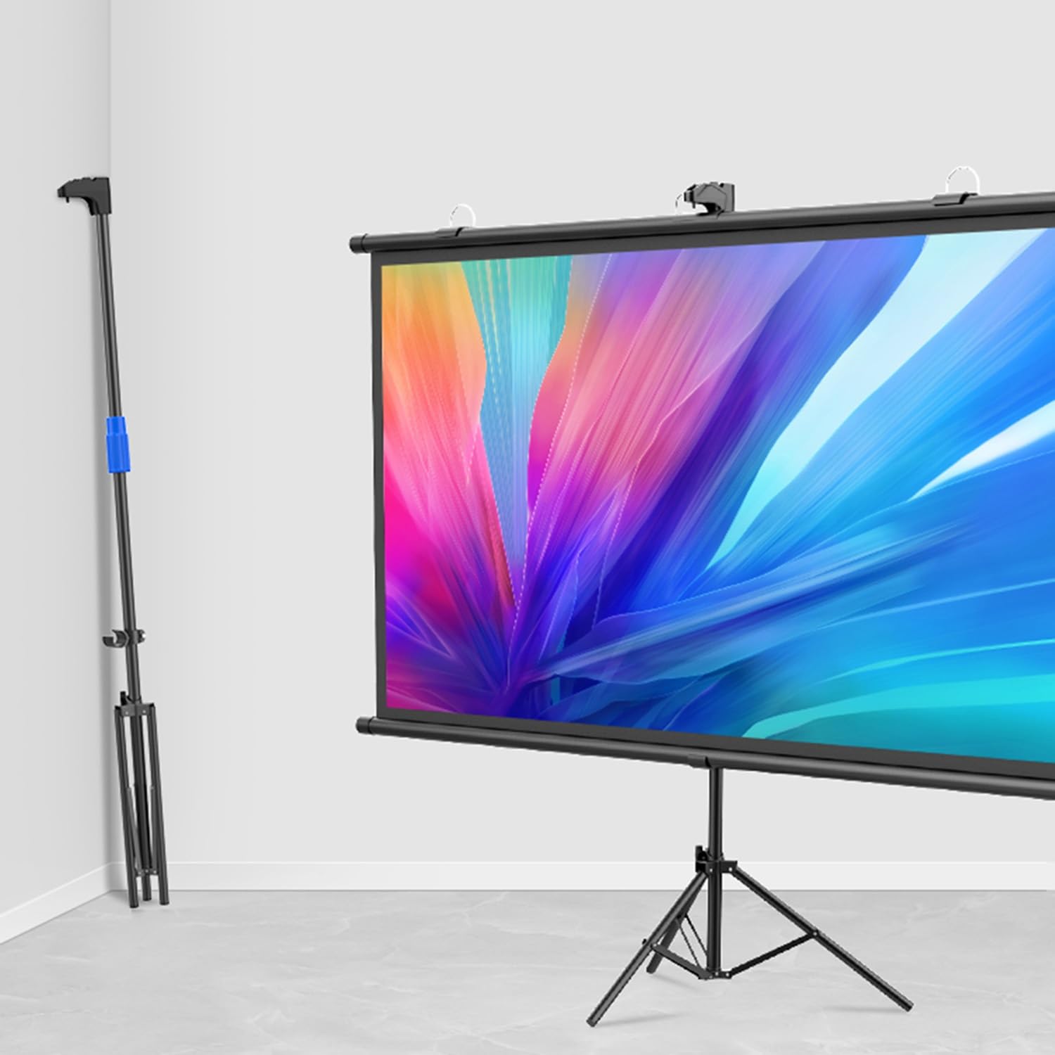 Schermo di proiezione 60 Pollici formato 4:3/ 16:9, telo proiettore con piedistallo treppiede per videoproiettore Full HD 3D 4K, Home cinema theater ufficio Schermo Proiettore ( Size : 60" (16:9) )