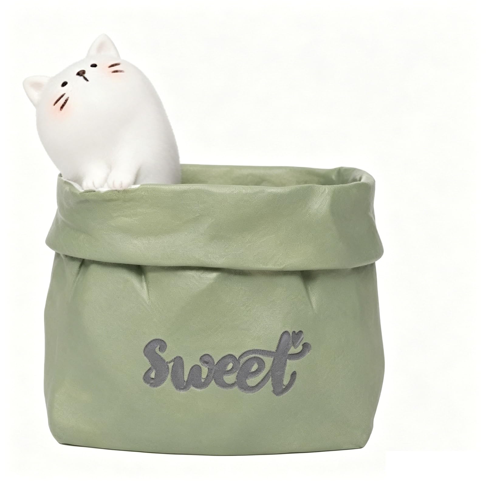 FCOFDRS Cute Cat Resin Pen Holder,for Desktop Pencil Makeup Organizer