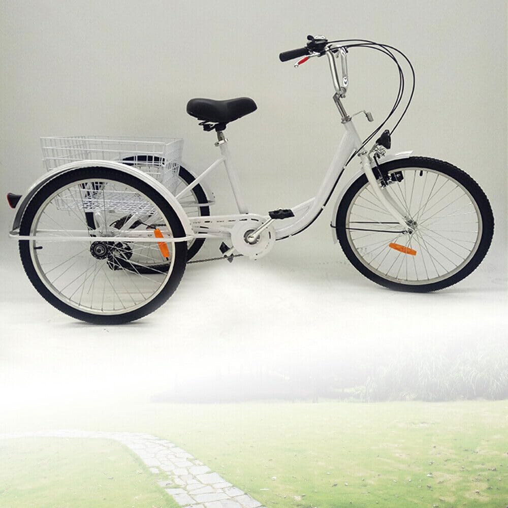 Triciclo Adultos 26" 6 Velocidades - Con Cesta, Acero Carbono, Altura Ajustable, Para Mayores, Compras, Paseo