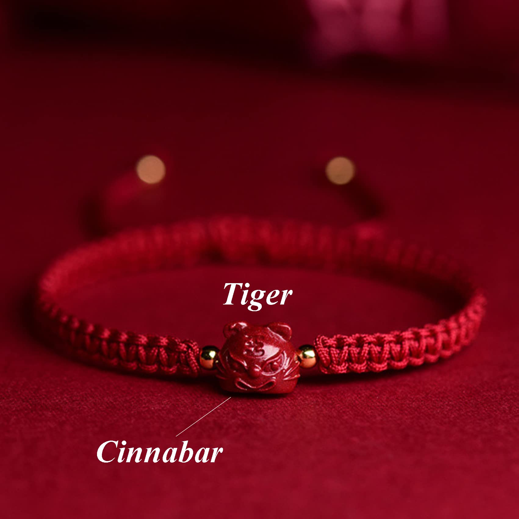 Pulsera de Cristal, 2 Pulseras de Hilo Rojo con talismán cinabrio, Pulsera roja for protección Ajustable