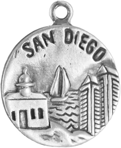 Charm de plata esterlina de dos caras de la ciudad de San Diego Artículo #46594, Plata esterlina, No es una piedra preciosa