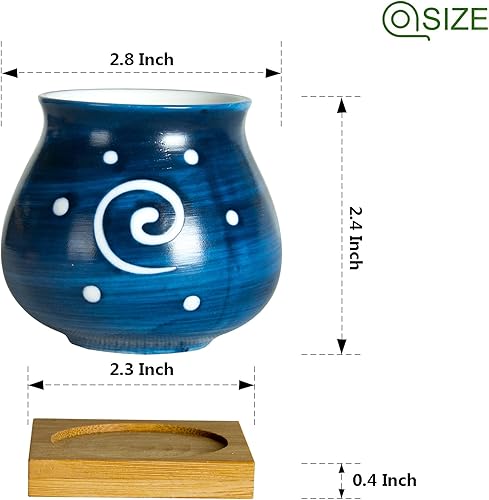 Miniatura 2 de Lindas macetas para suculentas con bandeja de bambú de drenaje, macetas para suculentas de 3 pulgadas con orificio de drenaje, macetas pequeñas para