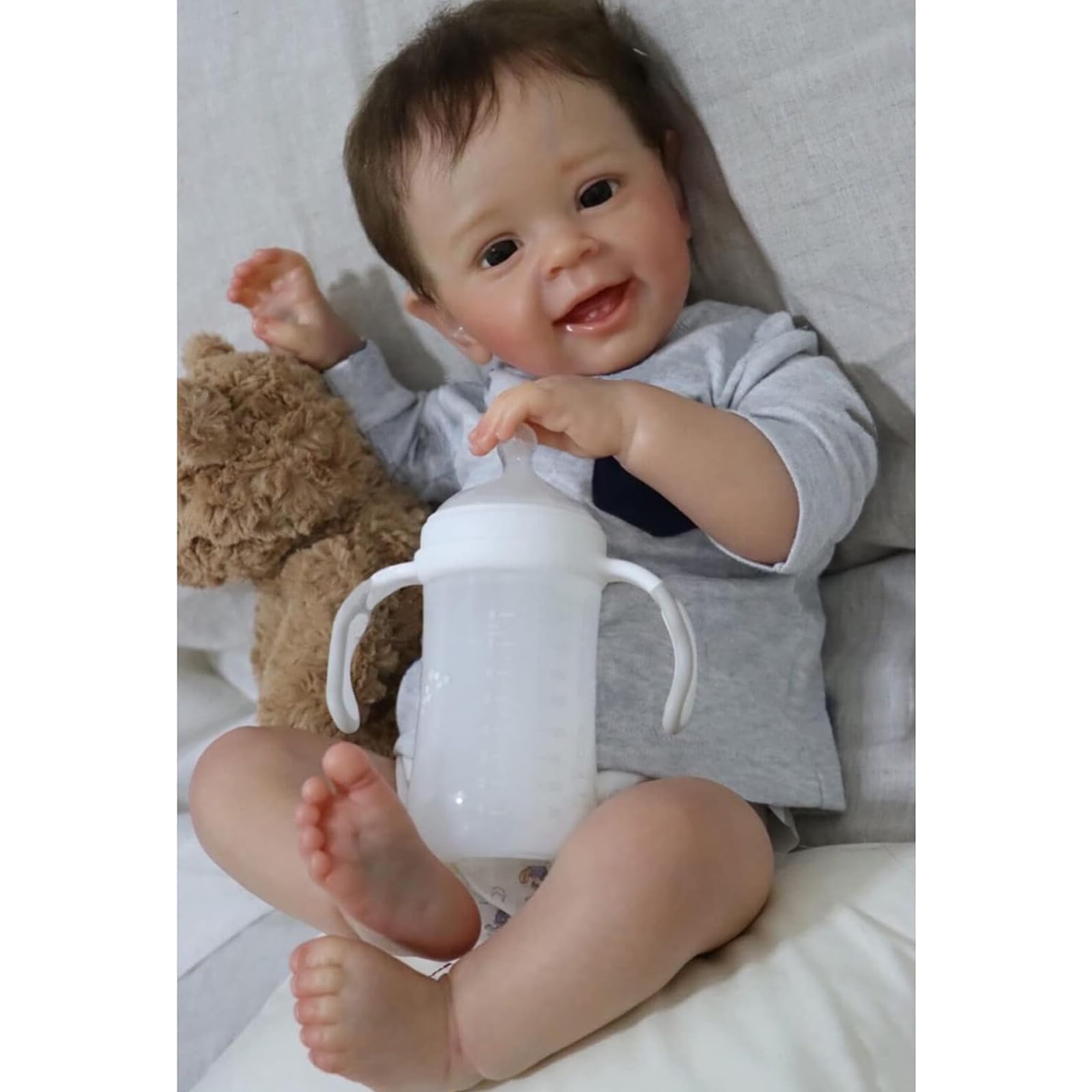 ZIYIUI Bambole Reborn bambino 22 Pollici 55 Centimetri Realistico Neonato Silicone Morbido Bambole Reborn Ragazzo occhi aperti