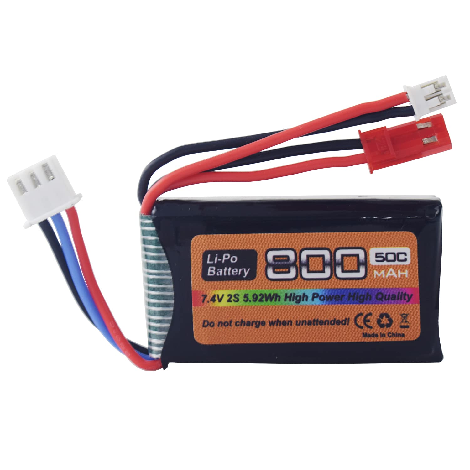 MOONZON 7.4V LiPo 2S 800mAh Battery With USB Cable – JST & PH2.0 Plugs For SCX24 RC Cars, Drones, 1/10-1/24 Scale Models - View #13