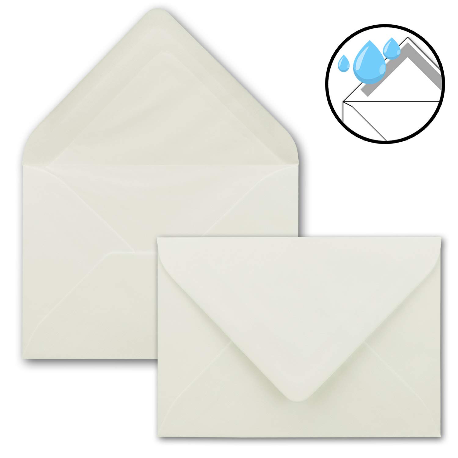 Lot de 300 cartes avec enveloppes à lettres doublées, nervurées, format B6, blanc naturel, 12 x 17 cm, fermeture par collage humide NEUSER PAPIER