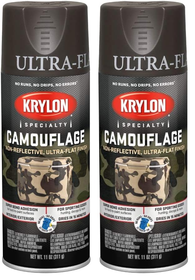 Image of Krylon Camouflage Paint, Ultra Flat, Brown, 11 oz (Pack of 2)