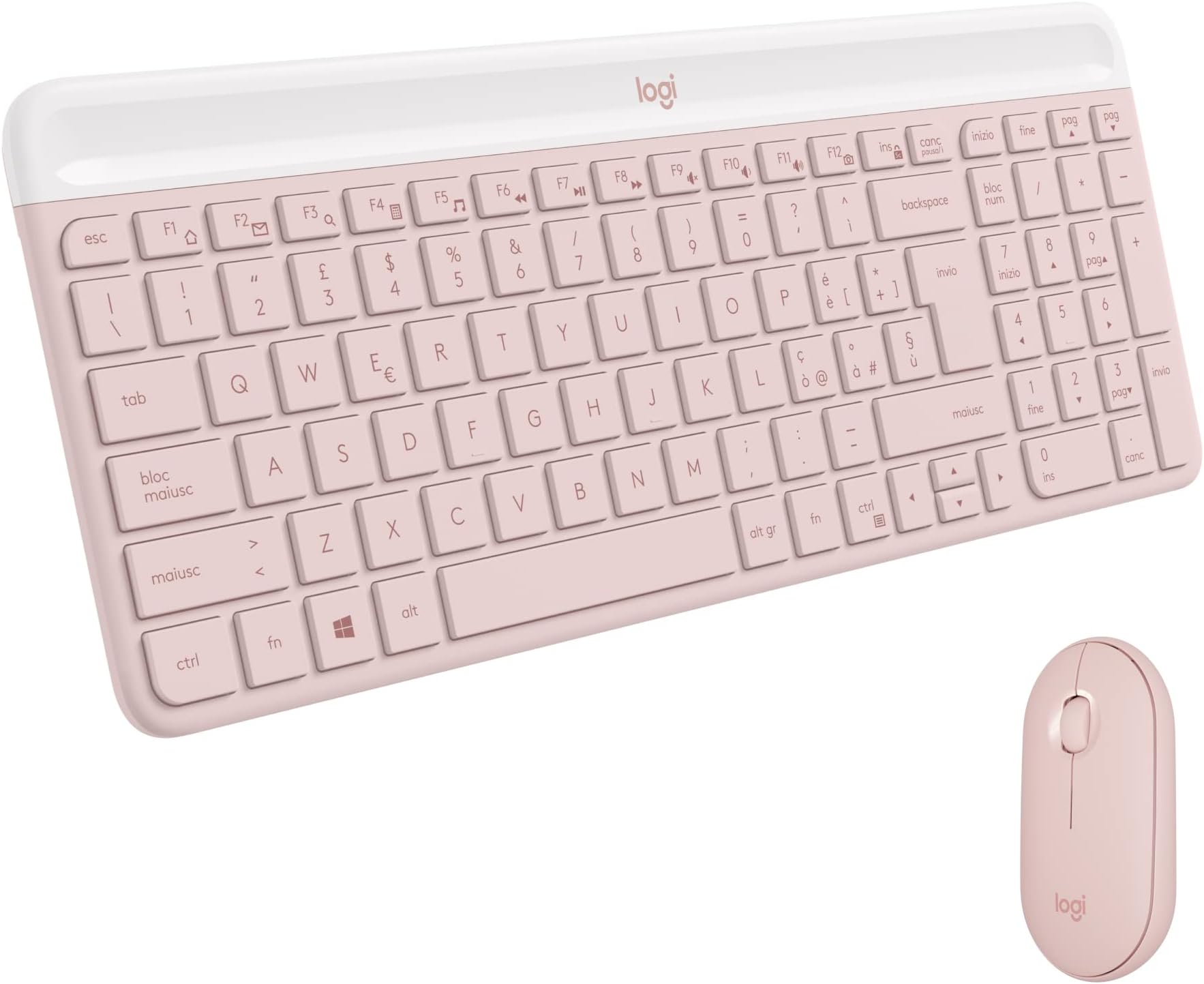 Set Tastiera E Mouse Wireless Silenzioso Ergonomico Con Scomparto Telefono - QWERTZ Nero B228