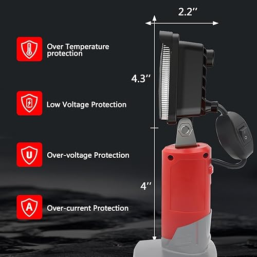 Miniatura 5 de TXAGYAZ Luz compatible con batería Milwaukee M12, 32W 5000LM batería inalámbrica luz de trabajo, luz de inundación LED, 2 modos de linterna