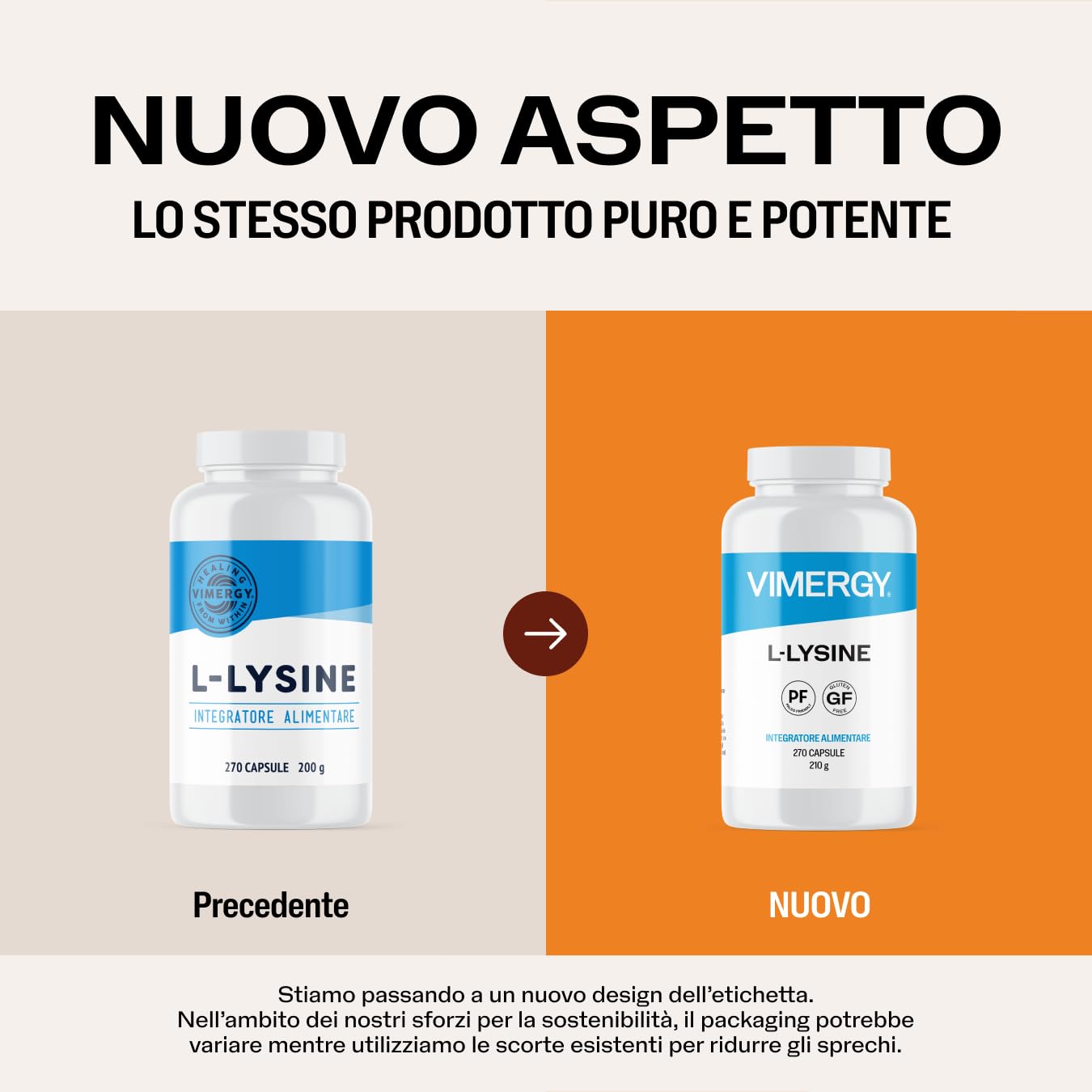 Vimergy L-Lysine 500 mg L-Lisina in Capsule, 270 Dosi – Amminoacido Essenziale – Capsula Vegana Senza Gelificanti - Senza OGM, Senza Glutine, Senza Gelatina, Kosher