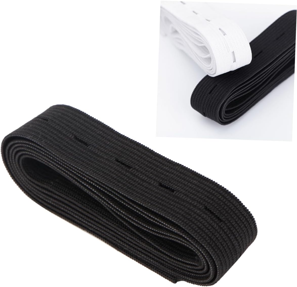 SEWACC 1pc Adjustable Elastic Band for Pregnant Women Soft Latex Cord Button Clips for Comfort and Support Black