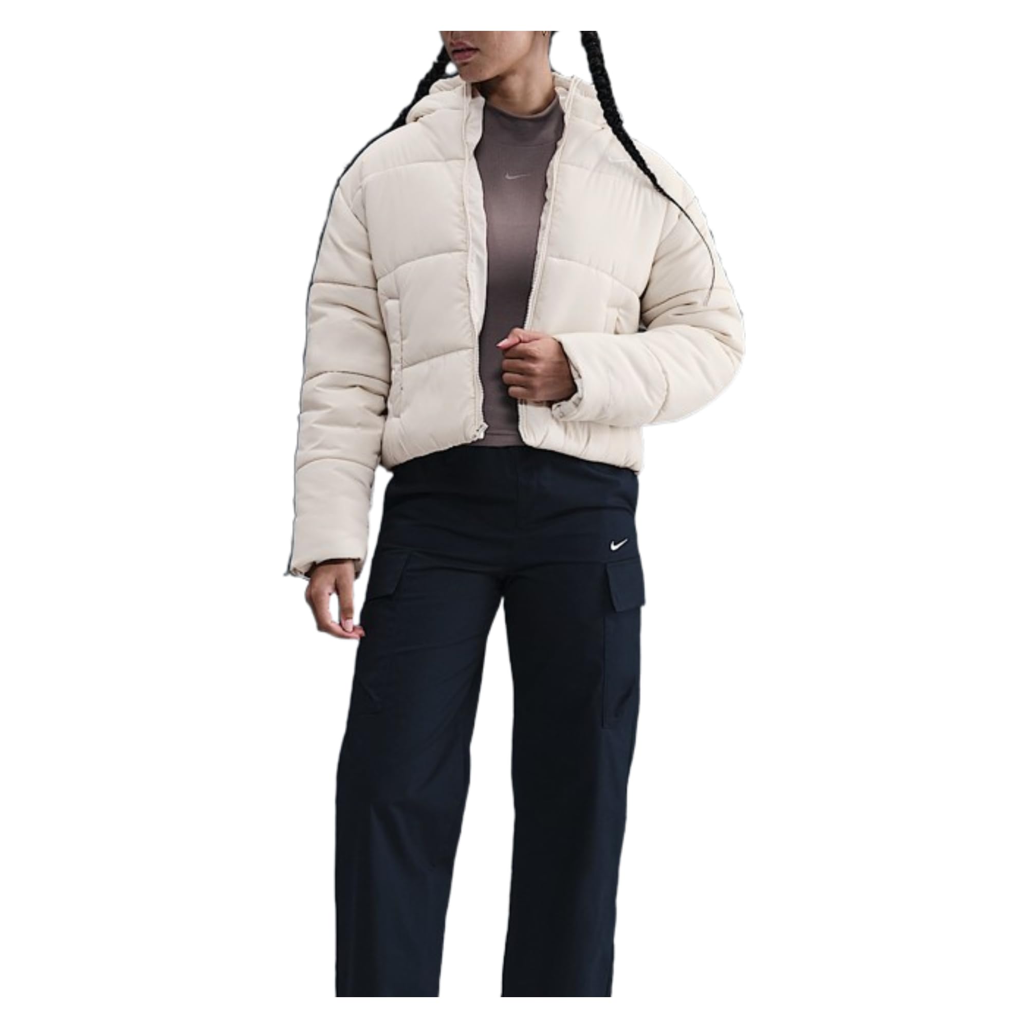 Nike Sportswear Classic Puffer Lockere Therma-Fit Jacke Mit Kapuze Für Damen, Light Bone/White, FZ5899-072, 2XL