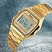 FANMIS Women's Men's Luxury Fashion Digital Electronic Square LED Sports Watch Multifunction Waterproof Daily Alarm Gold Silver Wristwatch (A Gold)
