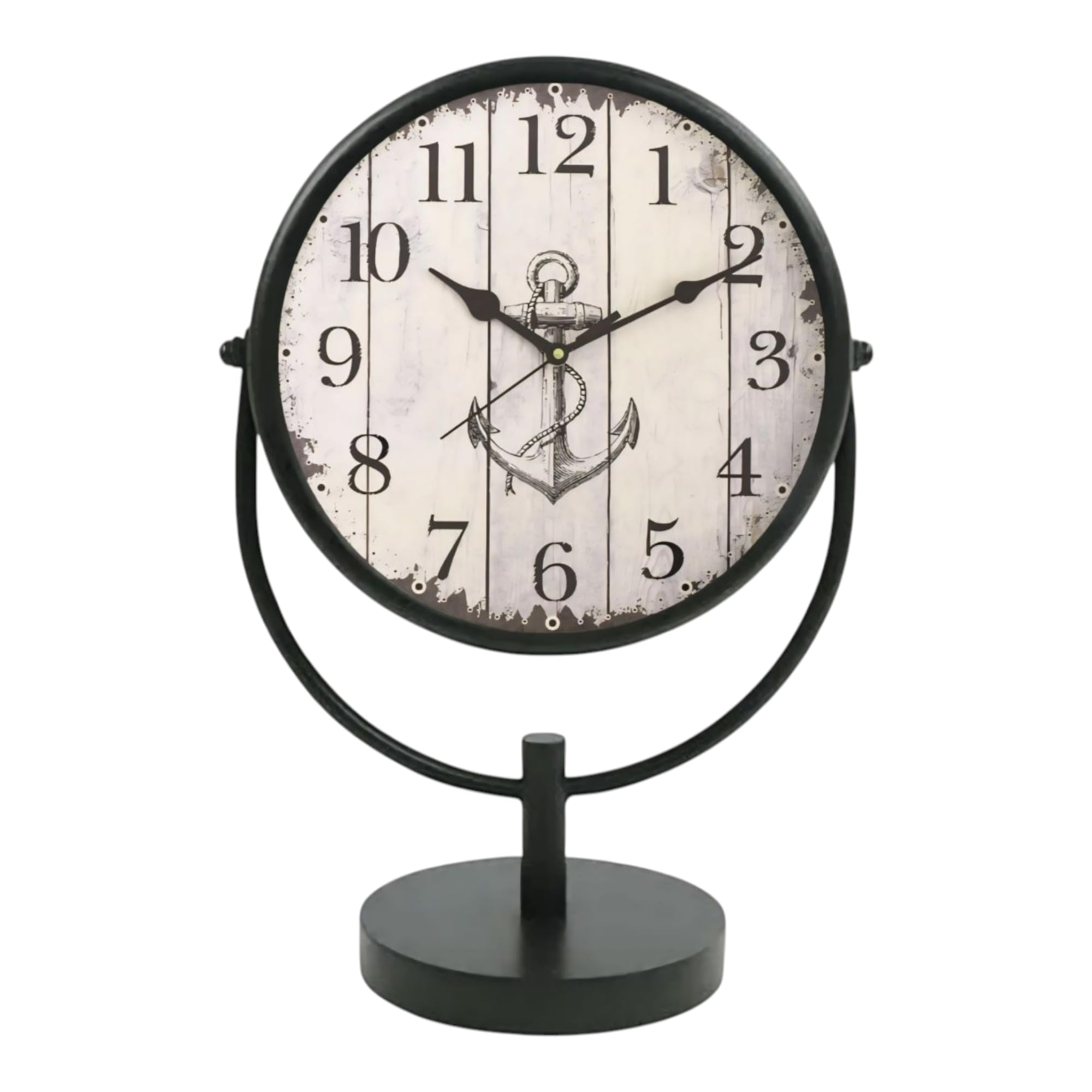 Table Clock Antique Style 10 in dial 6 in matt Black Colour Desk Clock Art Unique for Iron Metal Glass Home Office Decor-image-7