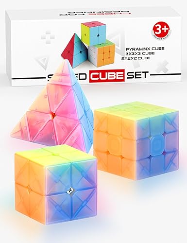 Vdealen Juego de cubos de velocidad, paquete de cubos de 2 x 2 x 2, 3 x 3 x 3 pulgadas, cubo mágico sin calcomanías, rompecabezas suave, regalo para