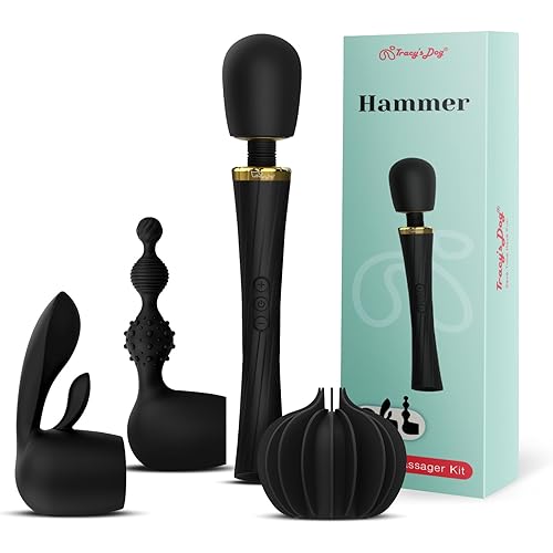 Tracy's Dog Wand Vibrator Kit, Cordless Massager with 3 Silicone Attachments for Clitoral, G-Spot & Anal Stimulation, Sex Sets Gift for Couples & Women Pleasure, Adult Toys with 3 Speeds & 5 Patterns