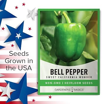 Gardeners Basics, California Wonder Bell Seeds for Planting Garden Heirloom Non-GMO Seed Packet with Growing and Harvesting Peppers Instructions for Starting Indoors for Outdoor Vegetable Garden