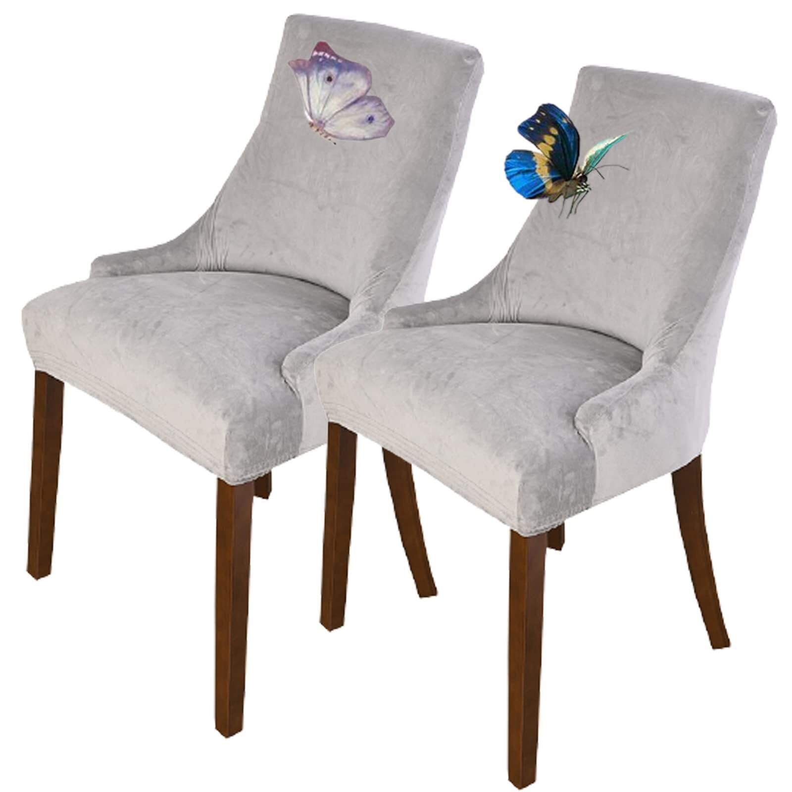 NMVAWIPT Velvet Wingback Chair Covers, Stretch Slipcovers, Removable Furniture Protector, For Hotel Wedding Banquet(34#,2pcs)