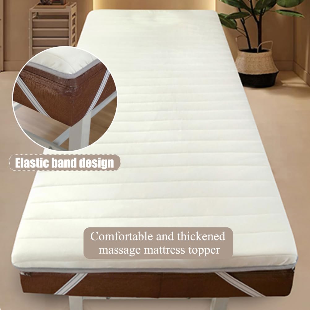 Grey(t),180 * 60cm,LDLCYCN High Density Sponge Massage Bed Pad Without Face Hole Thick 4Cm Massage Table Topper Lash Bed Cushion Non-Slip Massage Bed Mattress Pad with Elastic Band Round Head