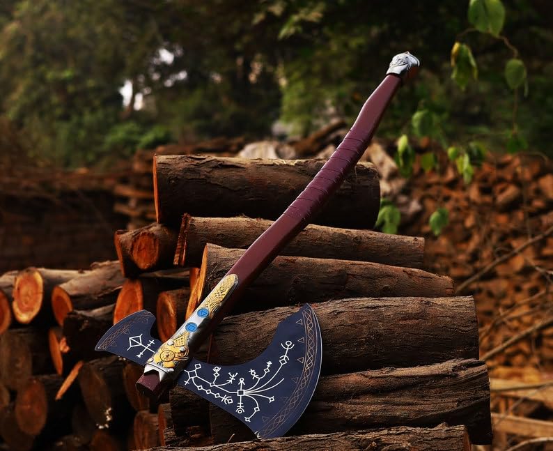 Essen Houten Handvat 91cm God Van De Oorlog, Leviathan Bijl Kratos Axe Scandinavische Lengte 91 Cm Gewicht 2 Kg