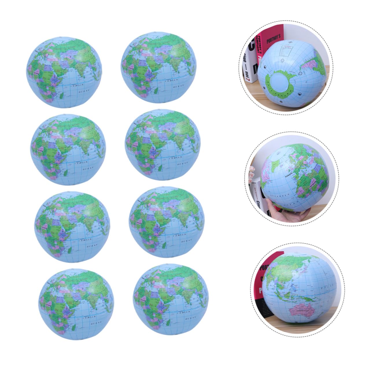 TOYANDONA Palloni da Spiaggia nella Stagione Calda Gonfiabili a Forma di Globo Set 8 in Pvc, Leggeri e Galleggianti, per Piscina e Spiaggia