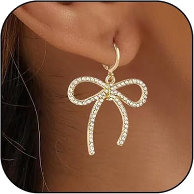 Pearl Drop Earrings for Women Elegant Ribbon Bow Earrings Dangle Jewelry Bridal Accessories for Wedding Party Romantic Date Night Outfit Fashion Jewelry Accessory