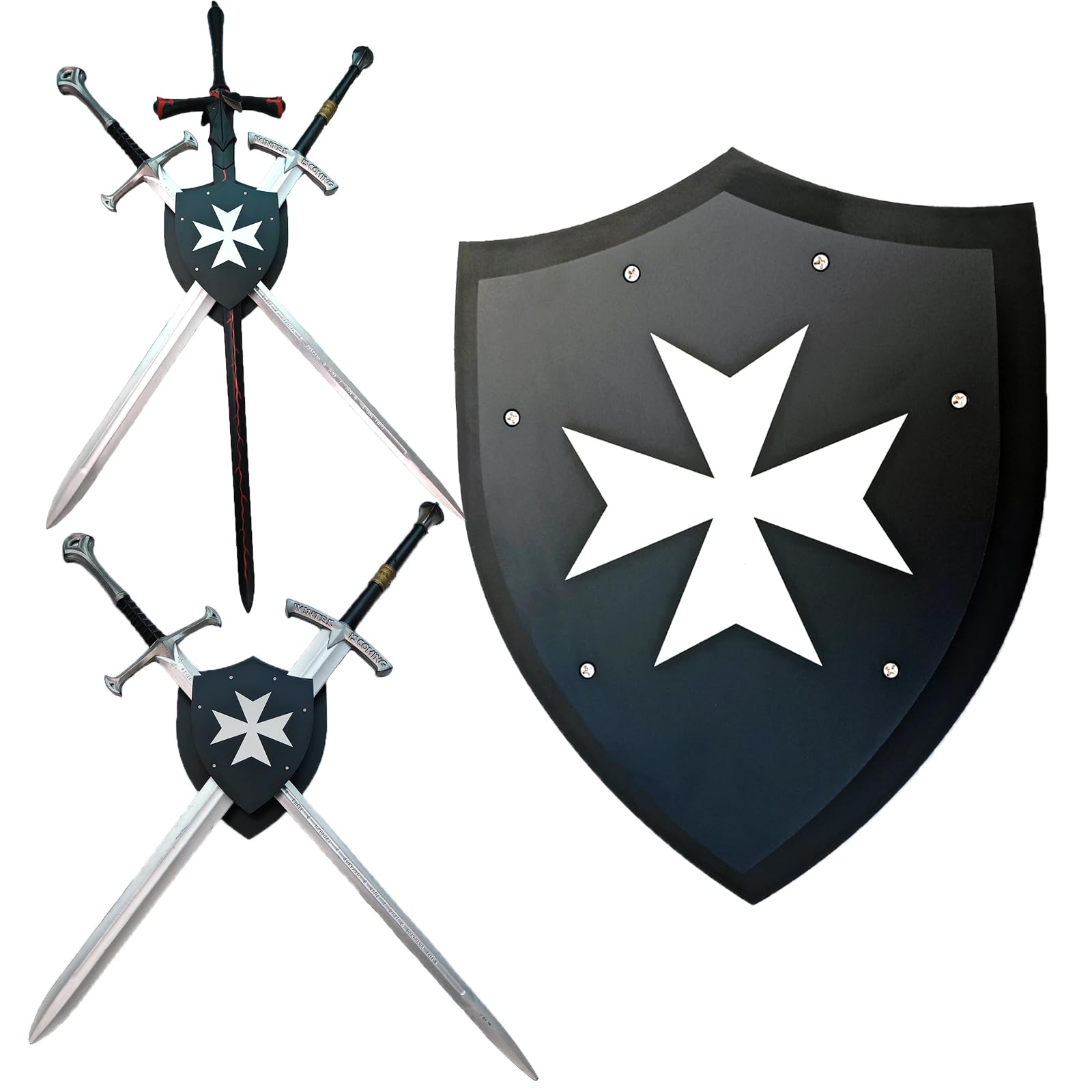 QIXIN Sword Stand Sword Wall Mount Medieval Aluminum Alloy Sword Wall Mount Holder - 1-3 Swords Display Rack, 11.4