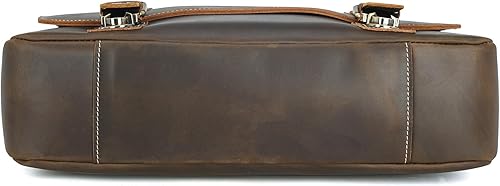 Miniatura 8 de Polare - Maletín vintage de cuero de grano completo profesional de 16 pulgadas para laptop con cremalleras de metal YKK (marrón oscuro)