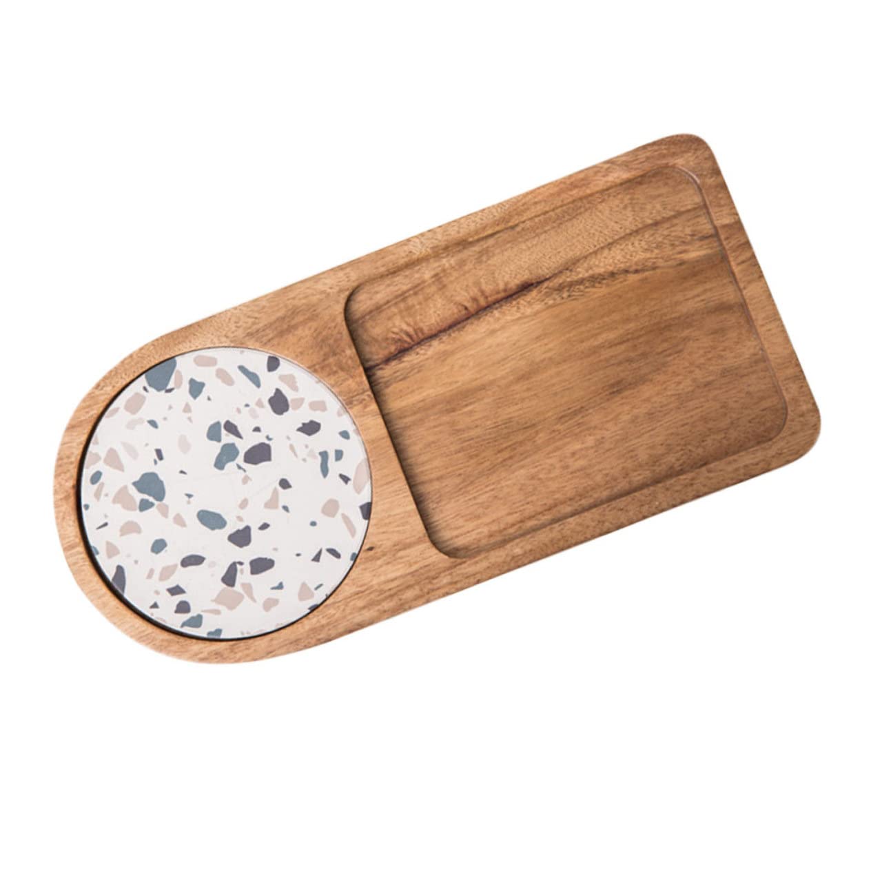 SOLUSTRE Elegant Wooden Plate Coaster Food Service Plate Restaurant Tray Home Use Resistant to Breakage Smooth Surface