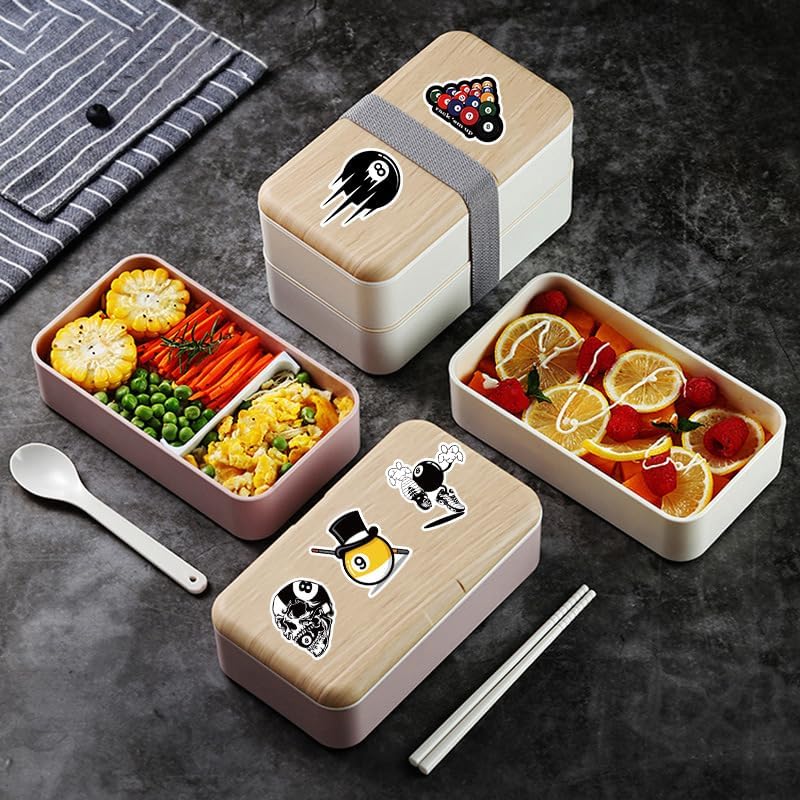 Miniatura 2 de 50 calcomanías dinámicas de billar, 1.96 a 3.15 pulgadas, calcomanías decorativas de equipo deportivo de dibujos animados, autoadhesivas para