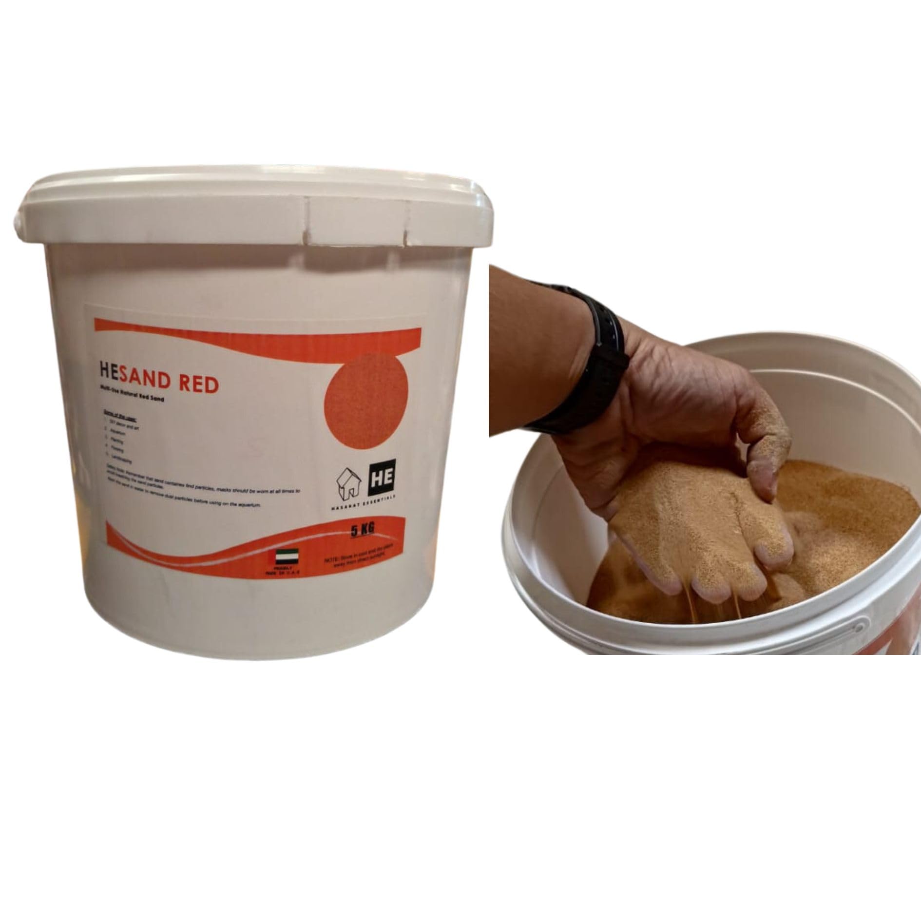 Hasanat Essentials Multi-Purpose Natural Sand Gravel 5KG Bucket Pack (Red Sand 5KG Bucket)