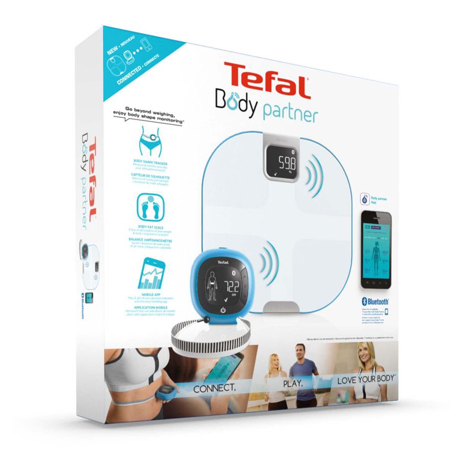 Tefal Body Partner Pèse personne, Balance connectée, Compatible Health Kit Google Fit, Coaching sportif et nutritionnel intégré YD3094S1