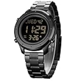 Mens Watch for Men Digital Watch Men's Wrist Watches LED Minimalist Stainless Steel Waterproof Stopwatch