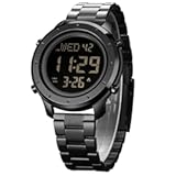 Mens Watch for Men Digital Watch Men&apos;s Wrist Watches LED Minimalist Stainless Steel Waterproof Stopwatch