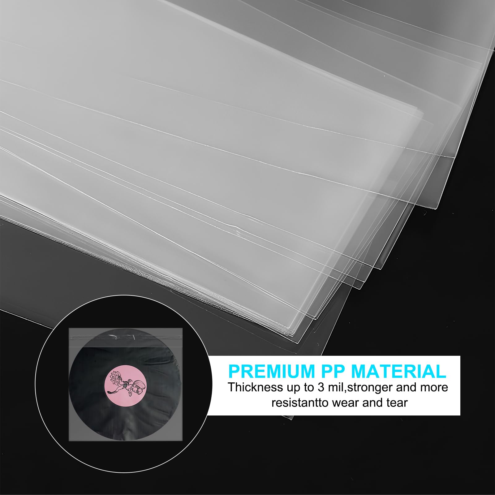 50 custodie per dischi in vinile da 7 pollici, 185 mm x 185 mm, trasparenti, antistatiche, per LP da 7" Single LP