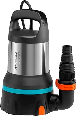 Gardena Bomba sumergible de aguas limpias 17000 aquasensor: bomba drenaje con innovador Aquasensor, caudal hasta 17 000 l/h, aspiración plana hasta 1 mm, sistema acoplamiento rápido, 750 W (09036-20)