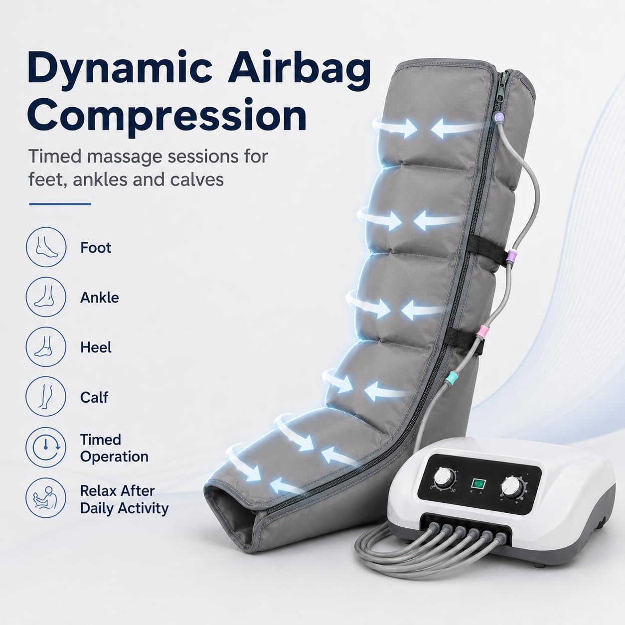 Massaggiatore elettrico a compressione ad aria con timer per piedi