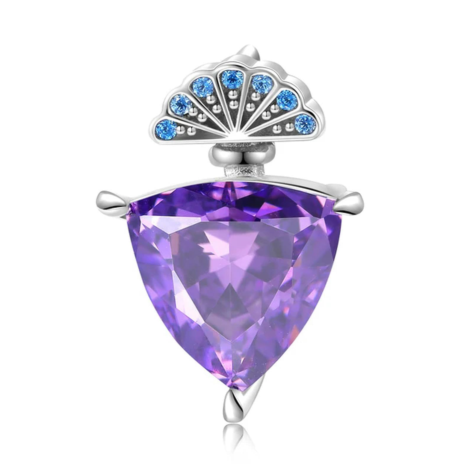 WEAV Colgante Triangular De Cabeza En Forma De Abanico Púrpura Romántico De Plata De Ley 925 Para Mujer, Regalo De Cumpleaños, Collar De Joyería Fina