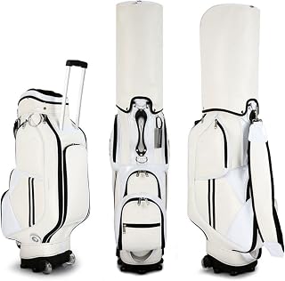 ZQYR Convenient, Portable Separation Rod HoleUltralight Pulleys Black Golf Bag With Stand,Stable Base,strong Stability And Durability 417