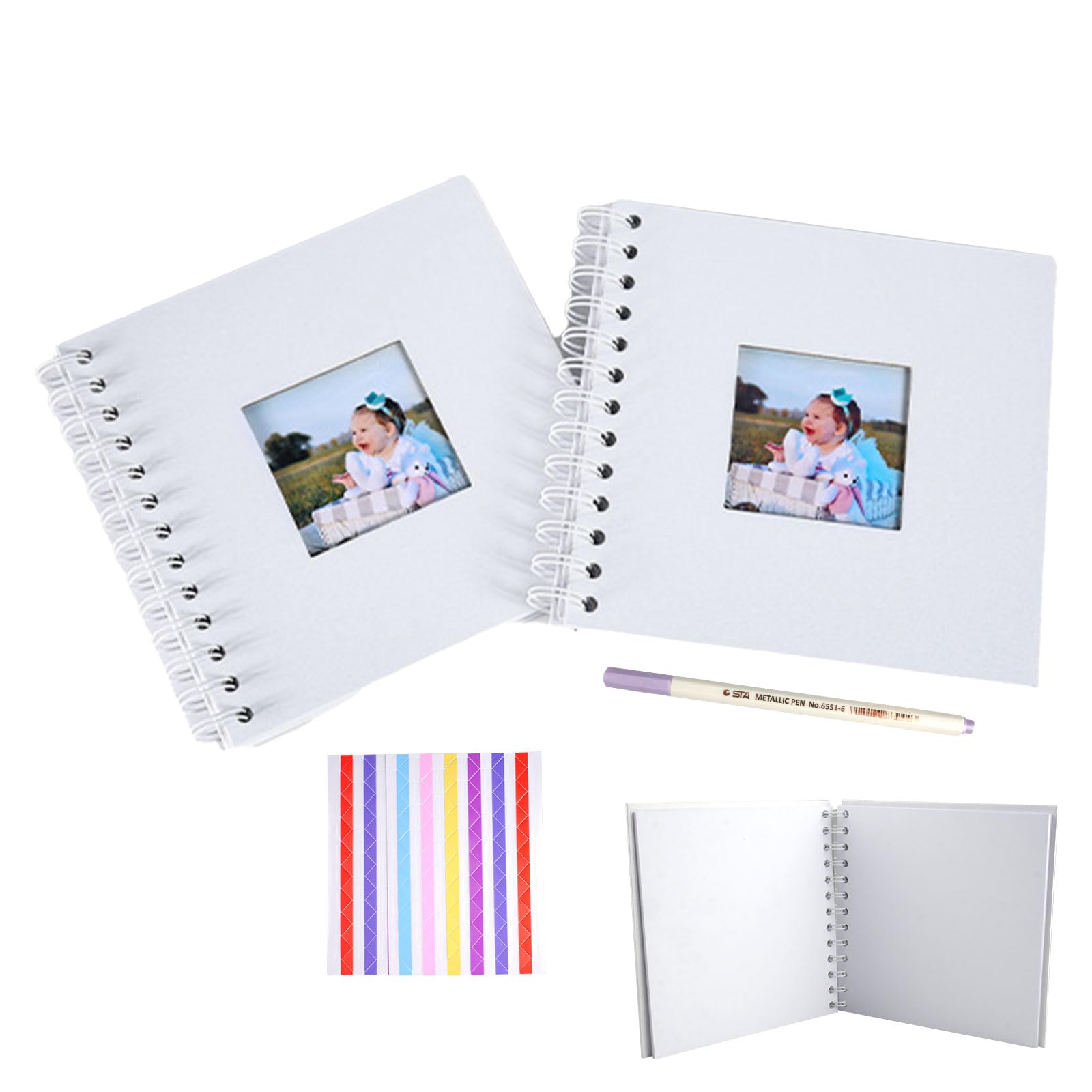 Shuqio 2er Set 17x17cm Fotoalbum zum Selbstgestalten, 20 Seiten pro Album DIY Scrapbook Fotoalben Klein als Erinnerungsbuch & Gästebuch für Geburtstag, Hochzeit, Reise, Abschluss & Baby Dusche