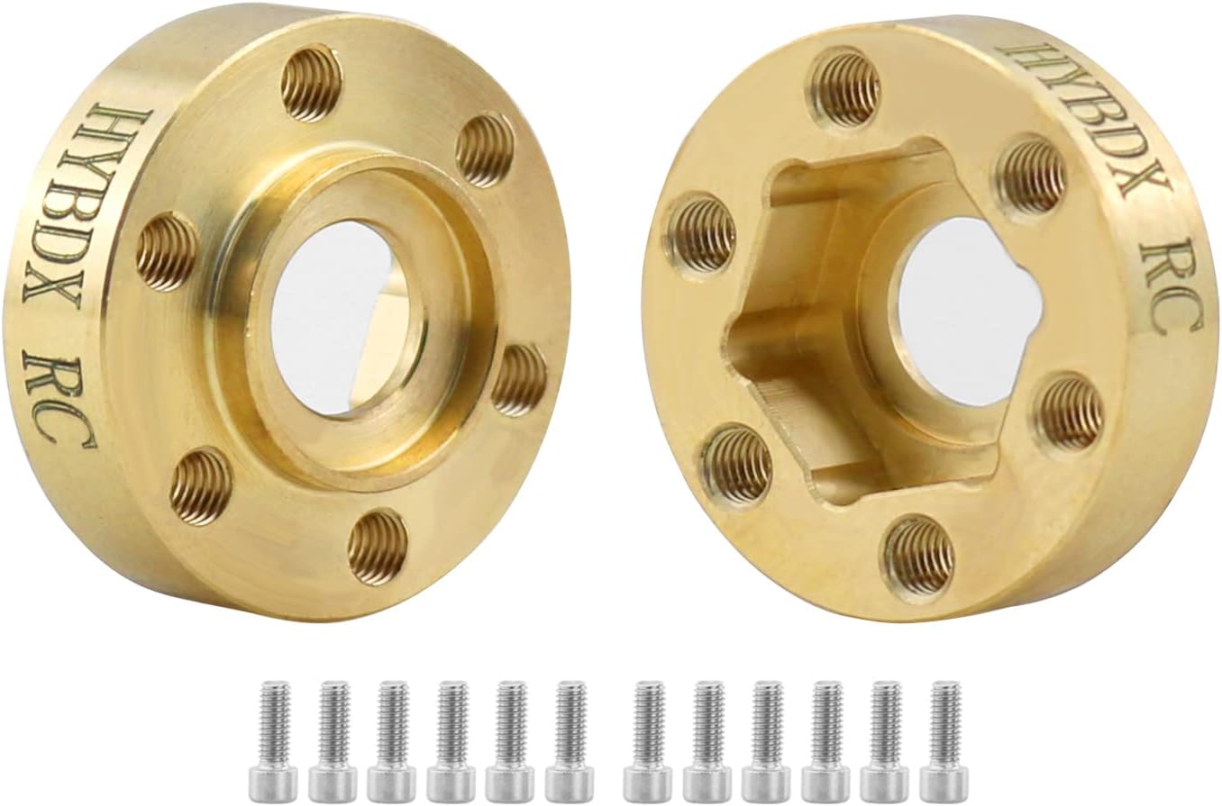 Brass Weights Wheel Hex Hub Widen Adapter for 1/10 RC Crawler 1.9 2.2Inch Wheels Rim Axial SCX10 TRX4 Counterweight (Golden, 6mm*2)