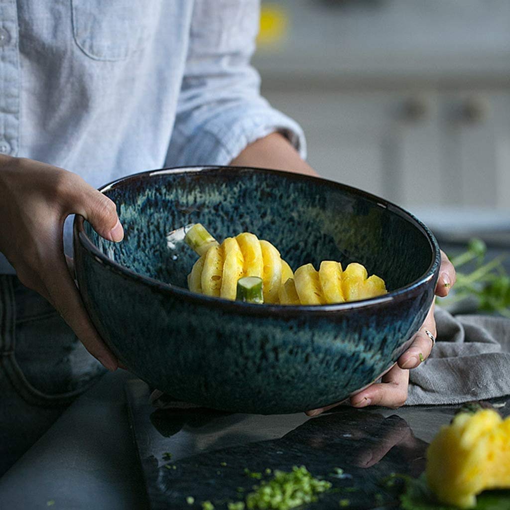 Cuenco de cerámica, Cuencos de Pasta, Conjunto de tazón de Ensalada de Frutas, Cuenco Grande para Comer, Cuencos, tazones de Servicio apilables