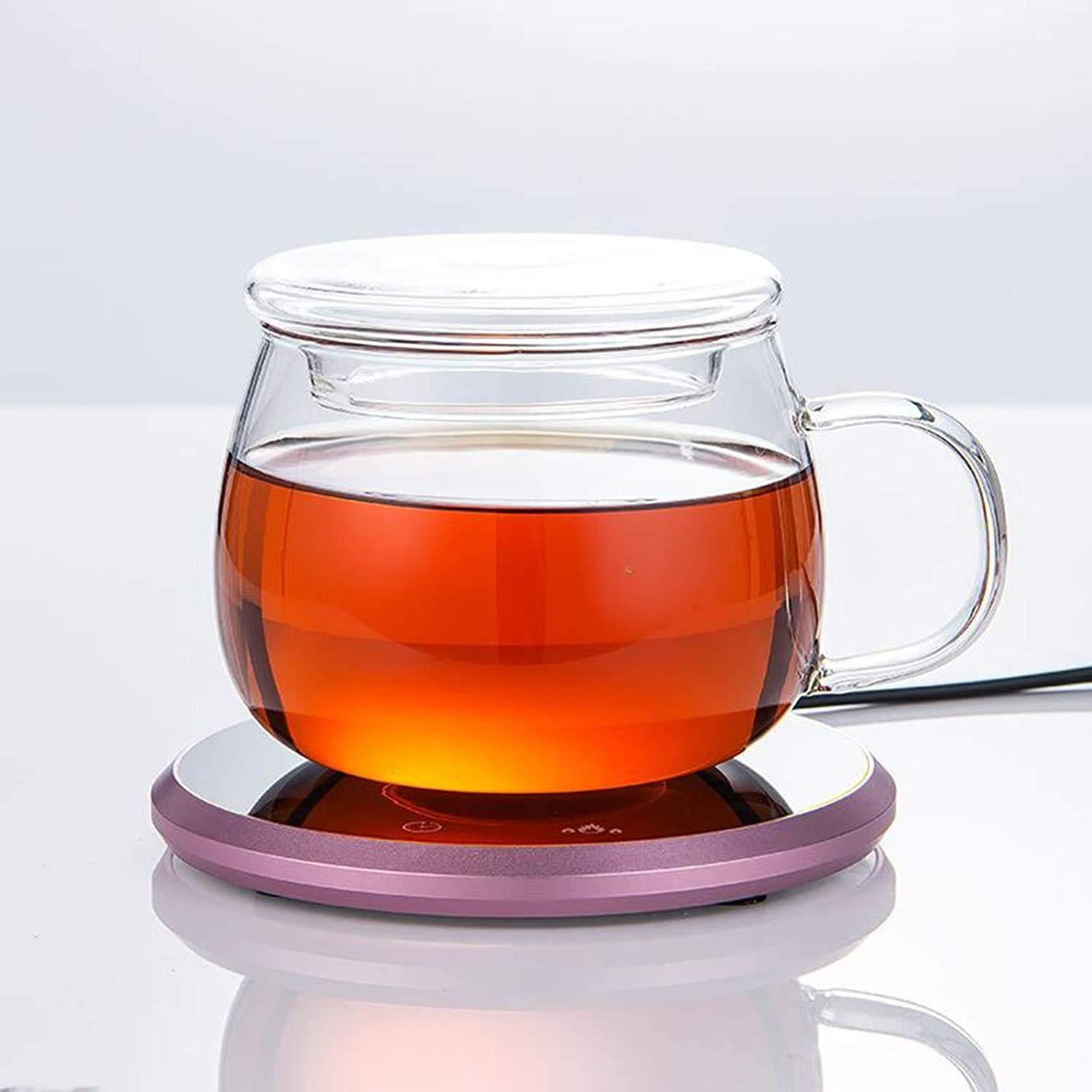 Calentador de taza de café USB for escritorio con interruptor de pantalla táctil, taza de café más caliente for uso doméstico de oficina, 2 configuraciones de temperatura y sincronización inteli