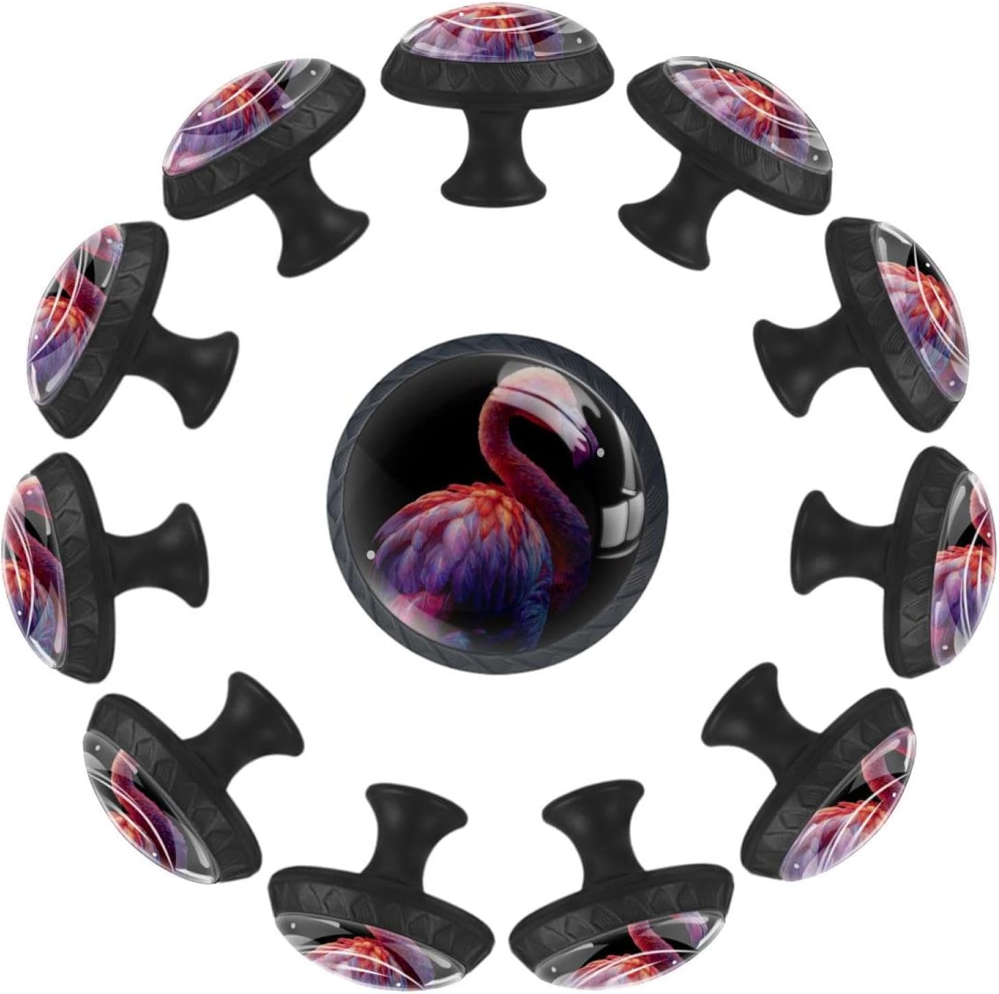 Black Christmas Tree Deer Glass Cabinet Pulls, Decorative Drawer Knobs for Home Furniture and Cabinets