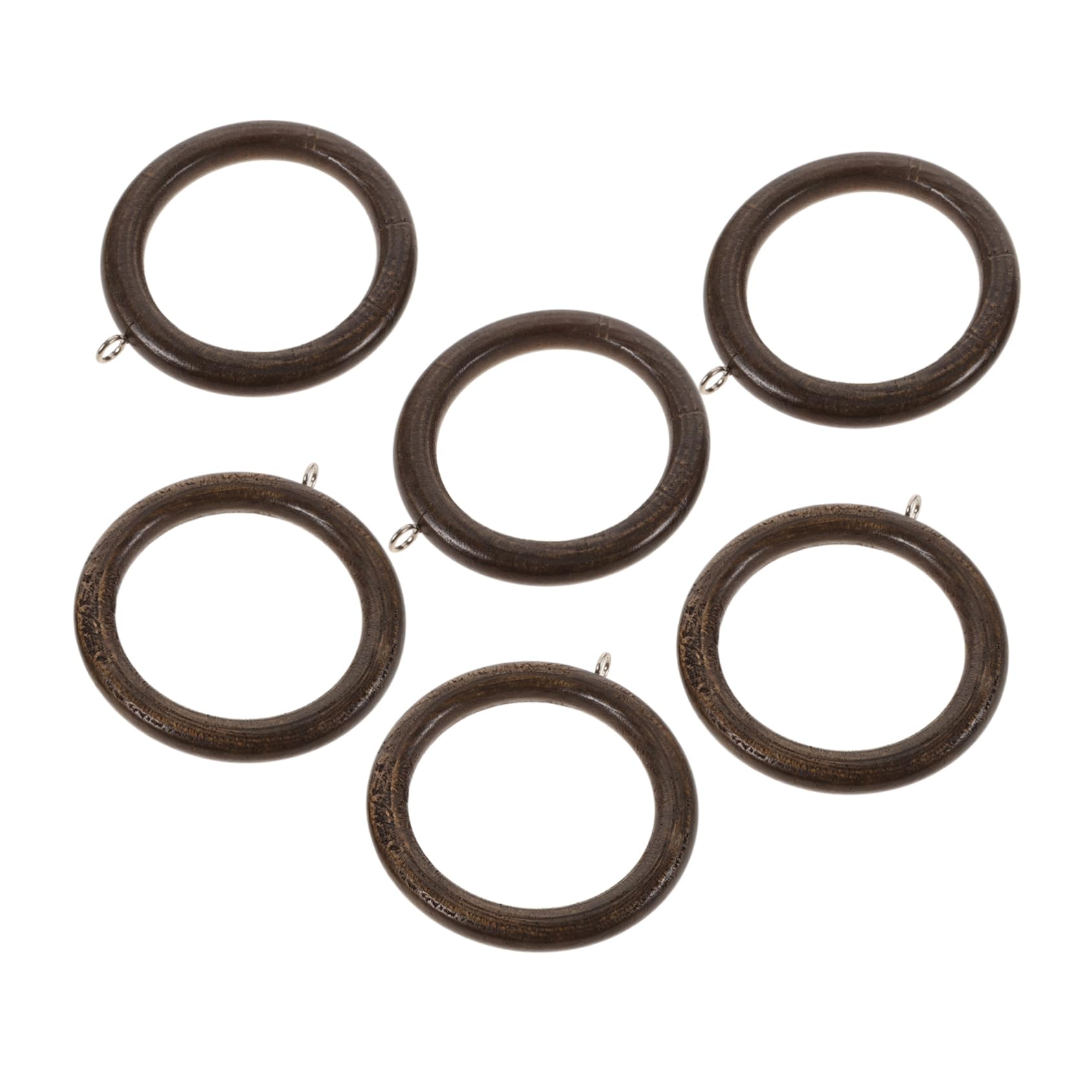 Cabilock 6pcs Wooden Curtain Rings Sturdy Drapery Rod Rings for Easy Installation Wood Hanging Circles for Window Treatments No Tools Required