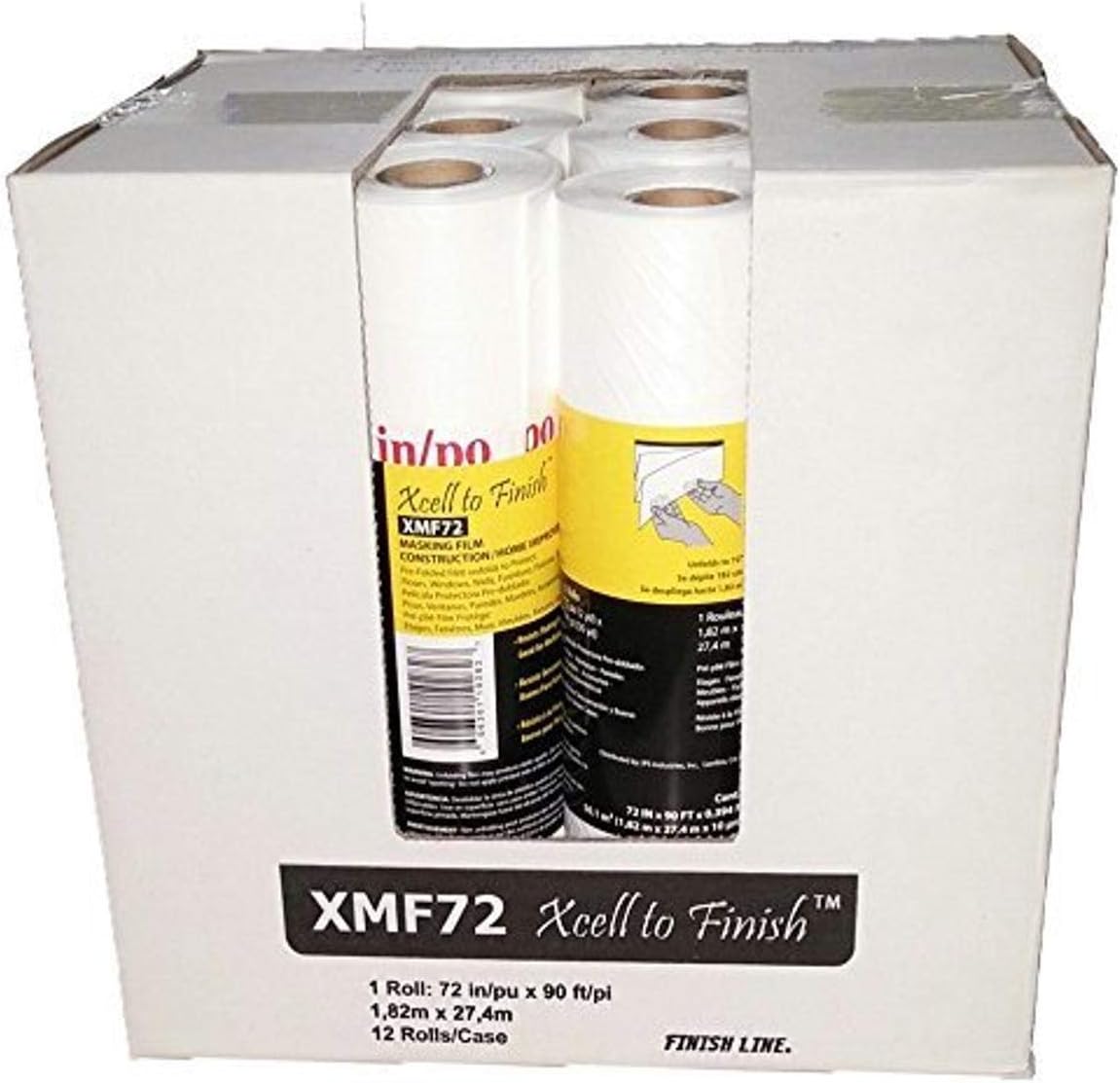 XMF72 Pre-Folded Masking Film Roll, 90' Length x 72" Width (Case of 12)