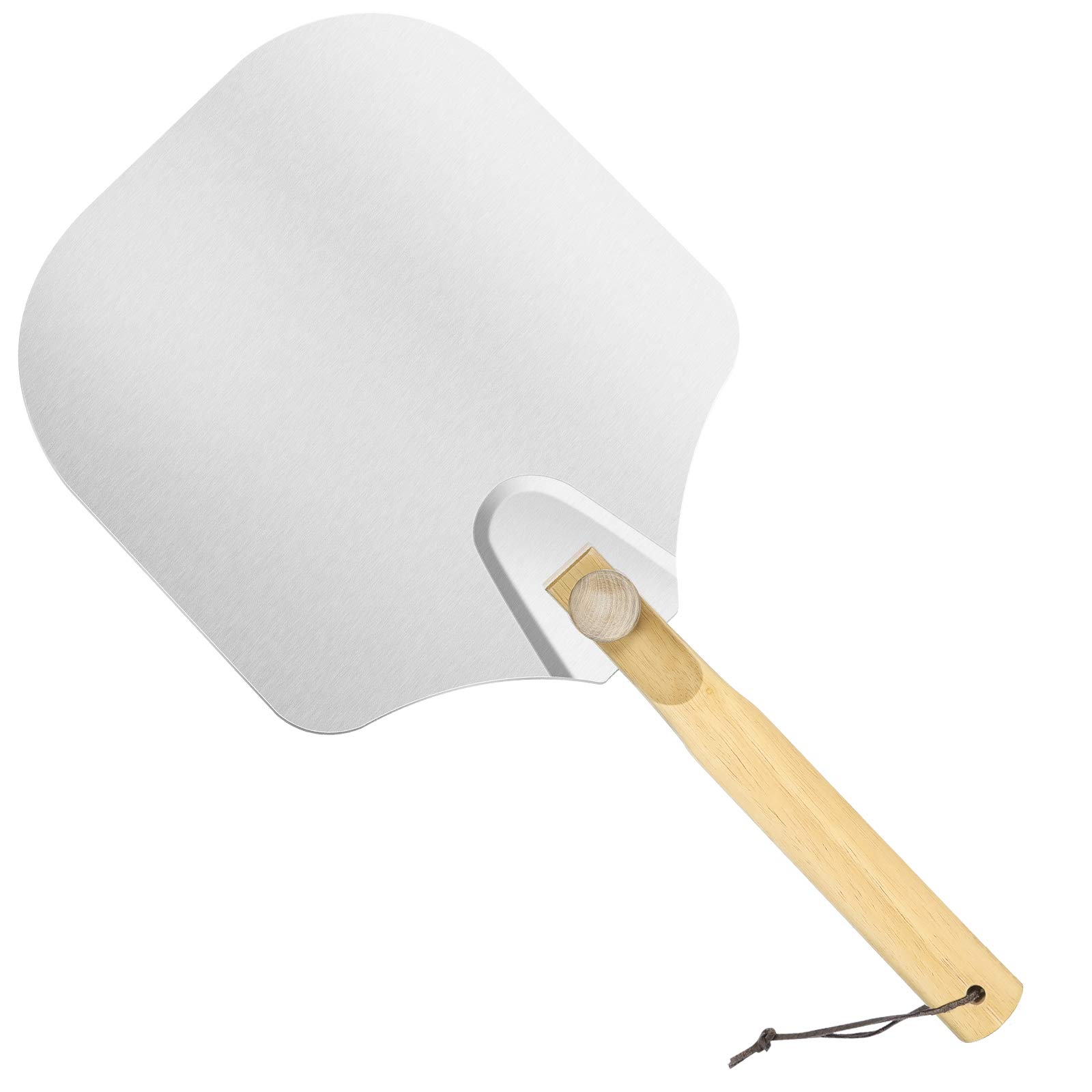 Aluminum Pizza Peel, 12 x 14 Inch Pizza Spatula with Foldable Wood Handle, Easy Storage Pizza Paddle Pizza Turning Tool for Homemade Pizza and Baking Bread