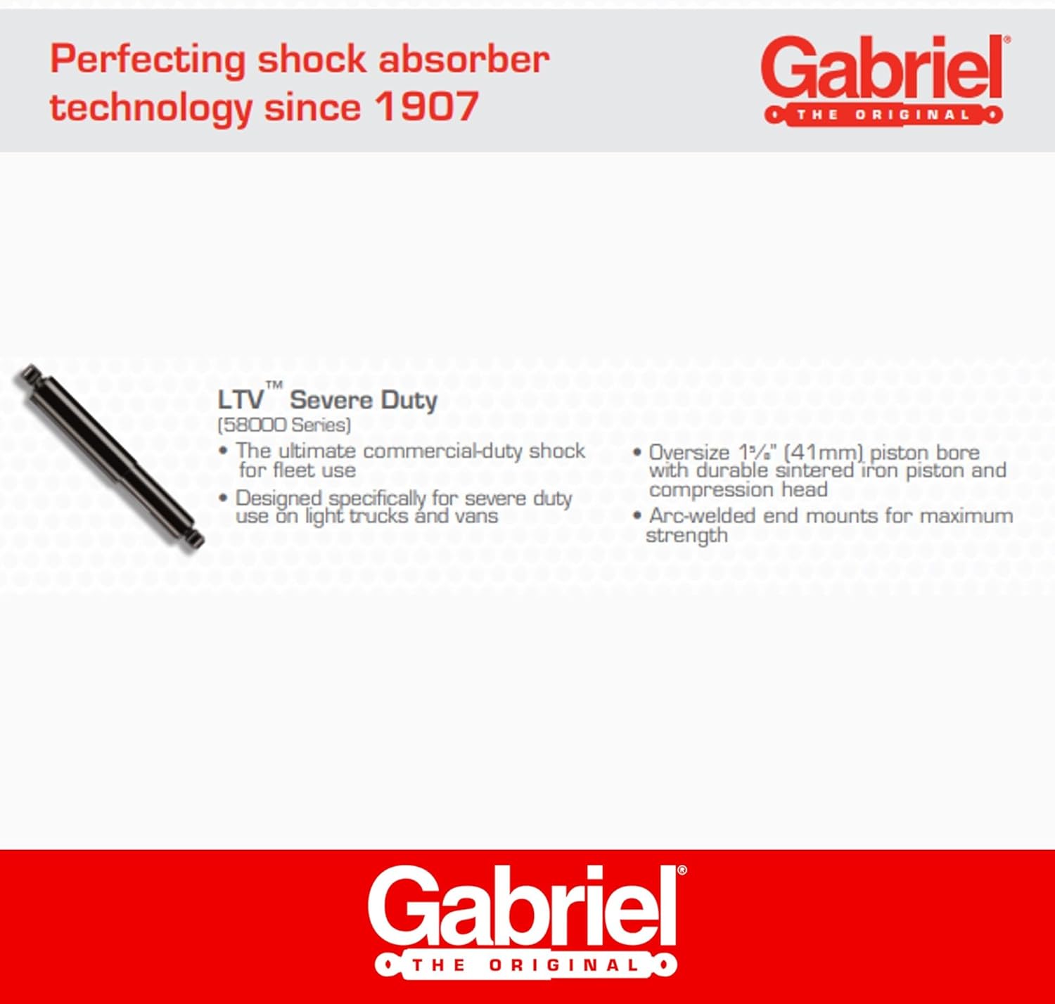 Gabriel 58421 LTV Severe Duty Front Shock Absorbers for Chevrolet S10, Blazer; Ford Courier; GMC Caballero, Jimmy, S15, Sonoma, Sprint; Isuzu Hombre; Mazda B1600, B1800, B2000, B2200 (1 Pack)