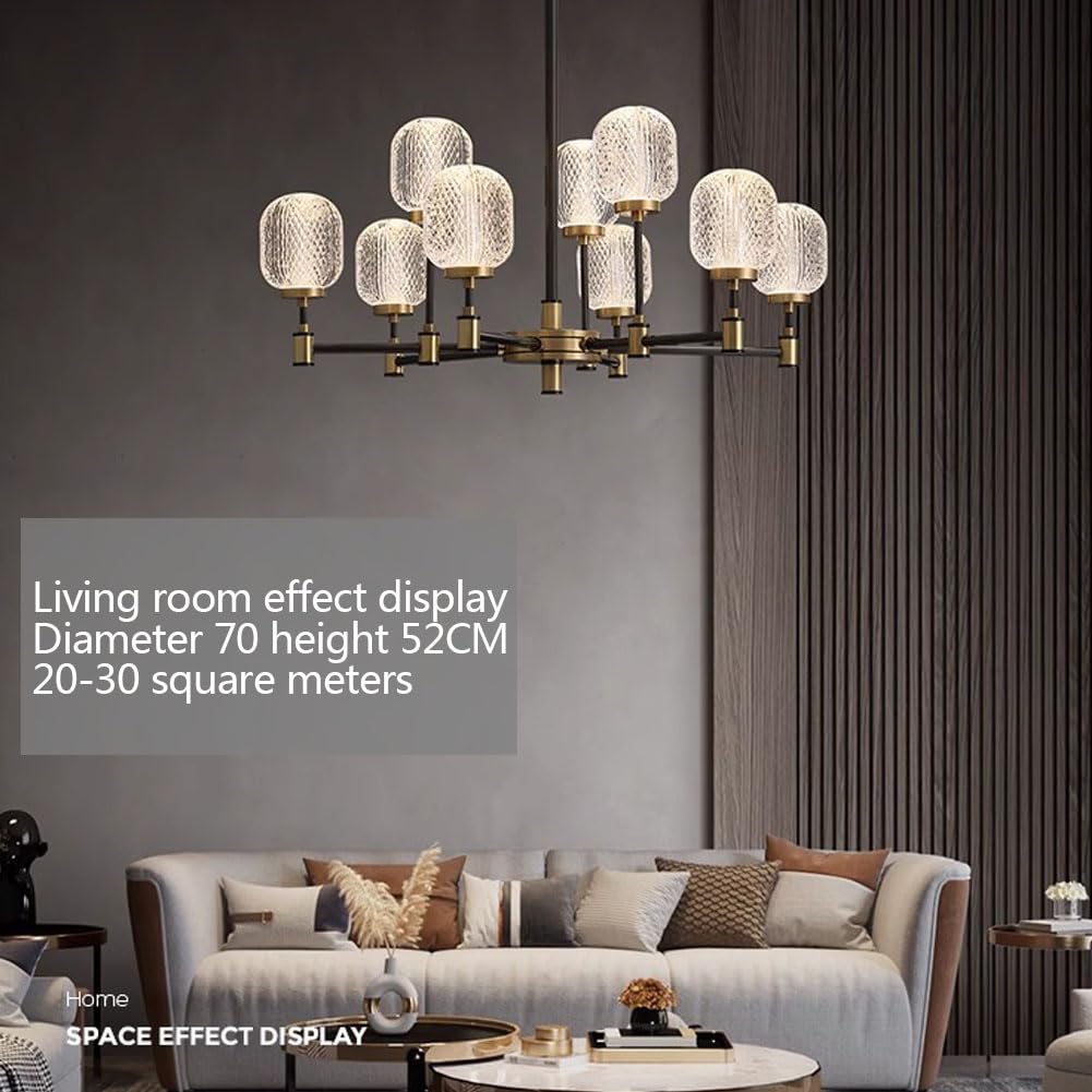 Designerska lampa do salonu, nowoczesny wystrój, wnętrze domu, wyjątkowa lampa, oświetlenie dekoracyjne, w całości miedziane, luksusowe, 9 głowic